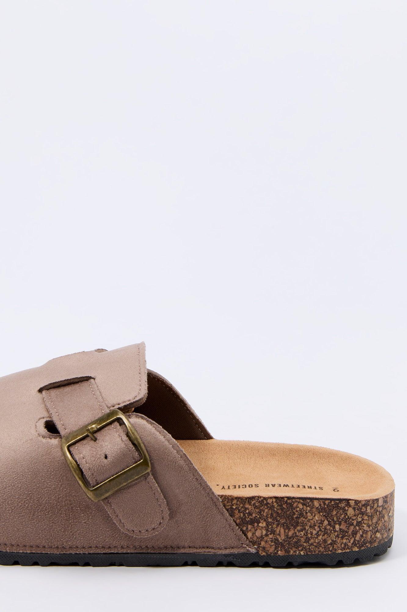 Faux Suede Buckled Cork Sandal Female Product Image