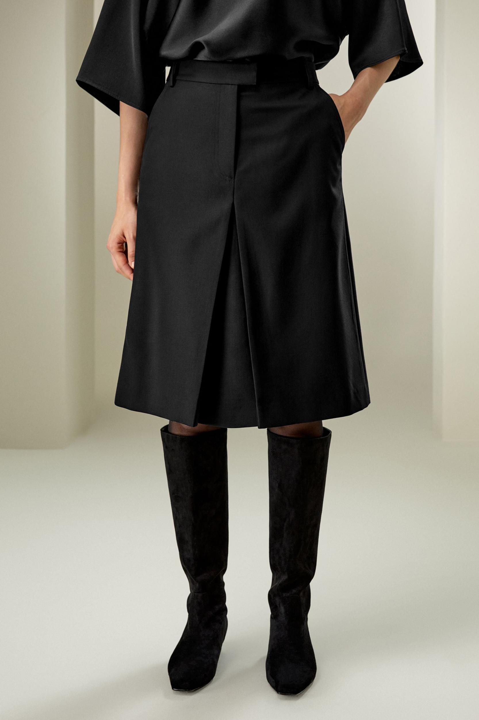 A-Line Wool Silk Blend Skirt Product Image