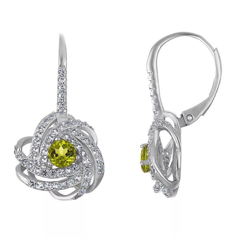 Designs by Gioelli Sterling Silver Gemstone Love Knot Leverback Earrings, Womens, Cr White Blue Product Image