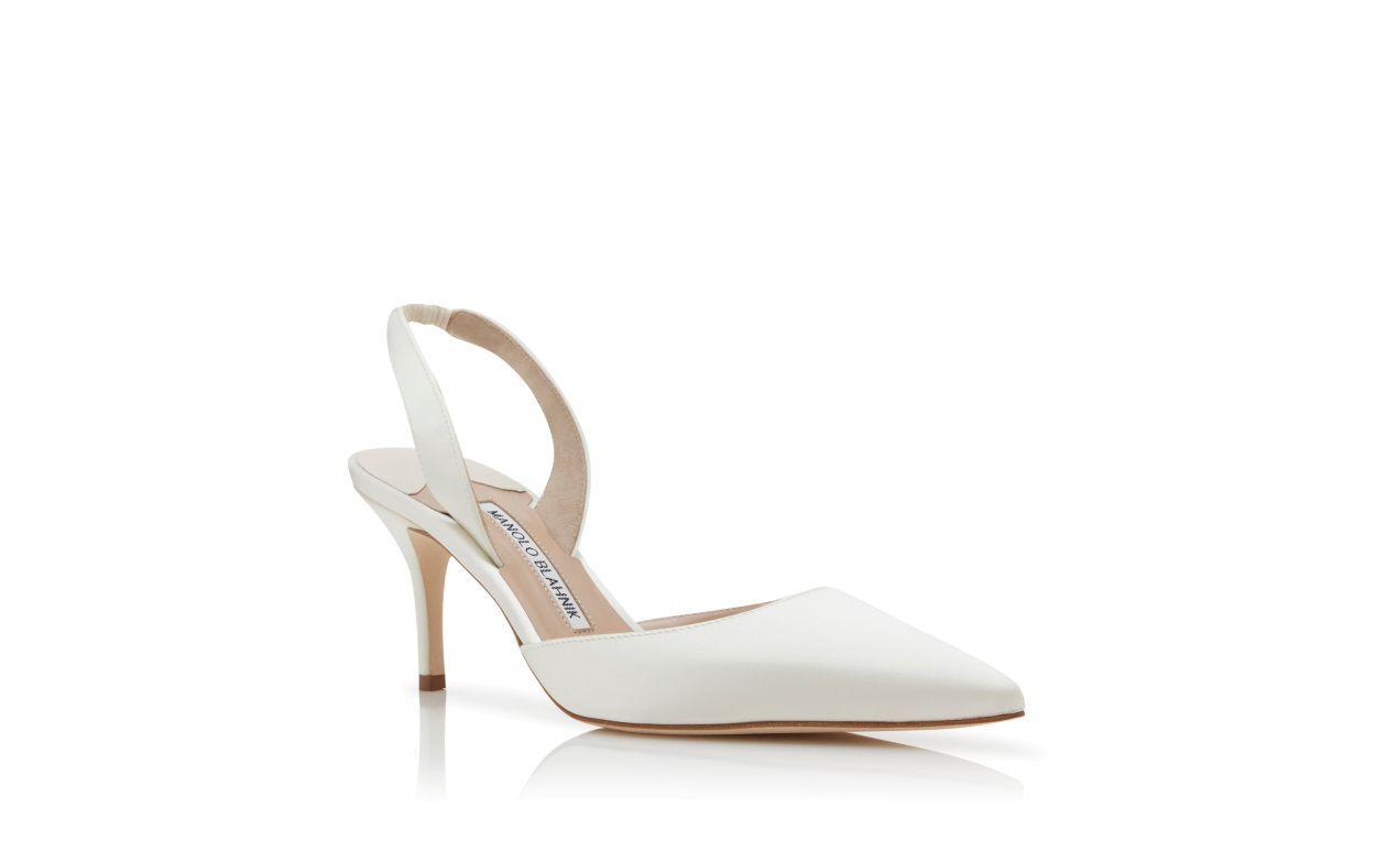 CAROLYNE 70 Light Cream Satin Slingback Pumps Product Image