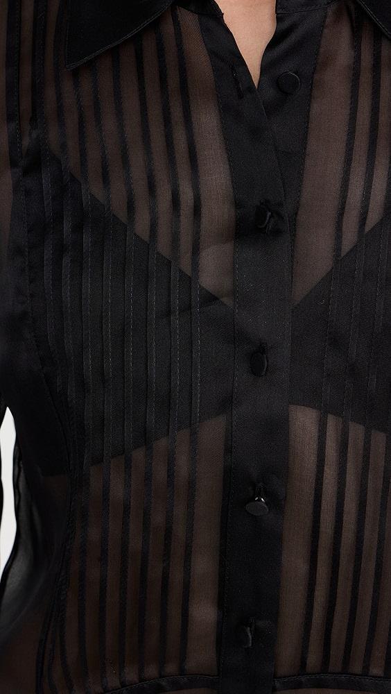 L'AGENCE Divya Pintuck Tux Shirt | Shopbop Product Image