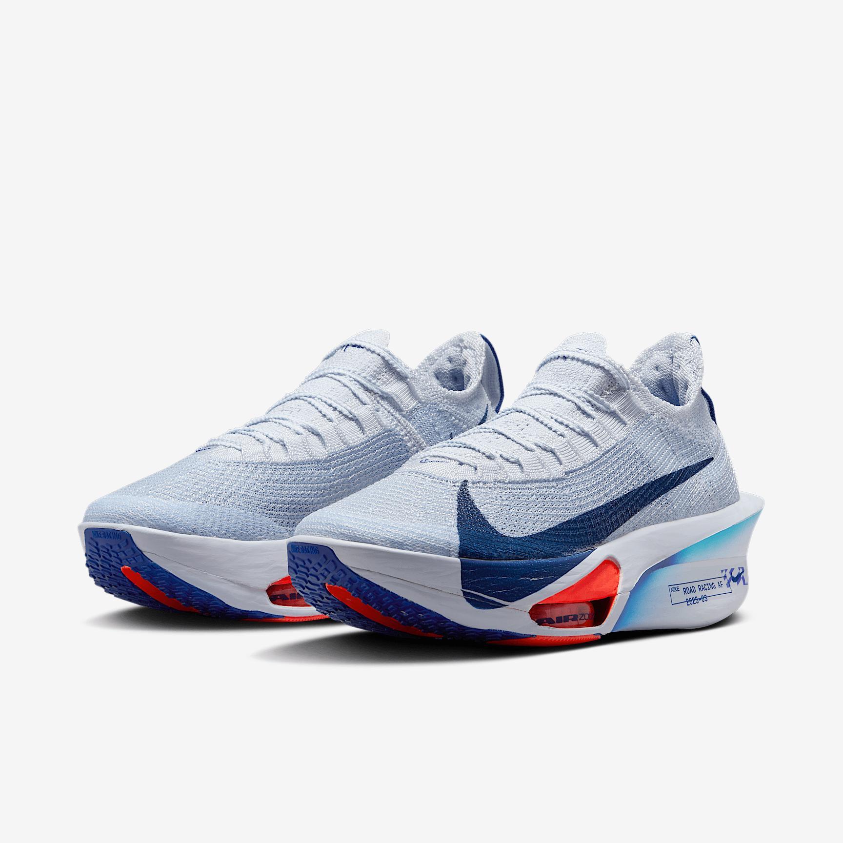 Nike Womens Air Zoom Alphafly 3 Running Shoes in Bright Crimson/Cave Purple/Lime Blast Product Image