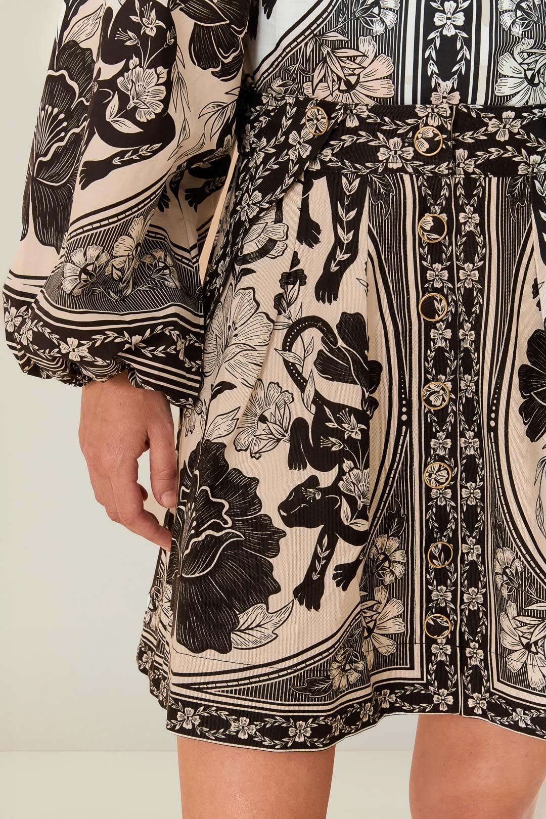 Off-White Flower Leopards Mini Skirt, FLOWER LEOPARDS OFF-WHITE / L Product Image