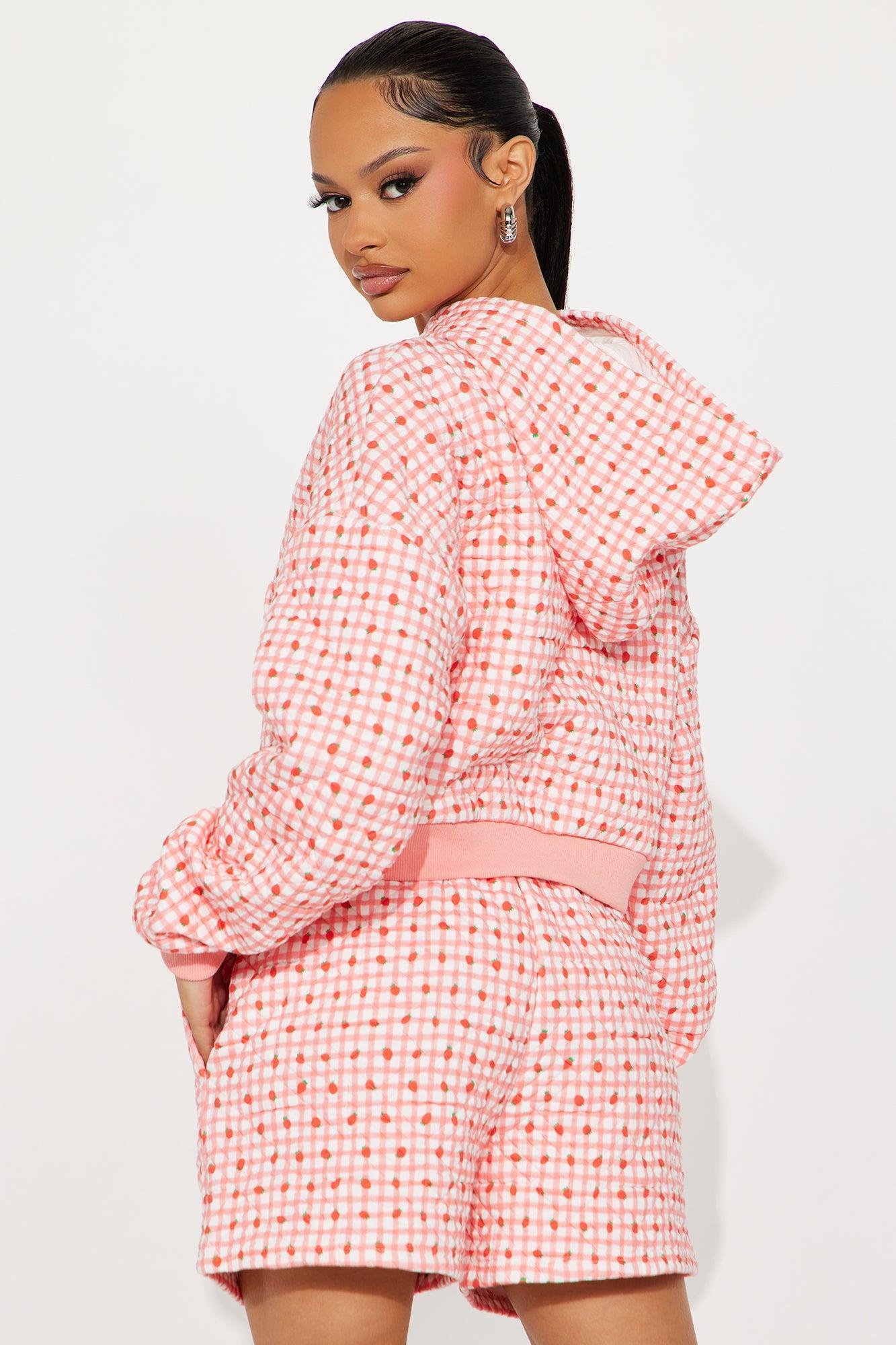 Strawberry Fields Gingham Short Set - Pink Product Image