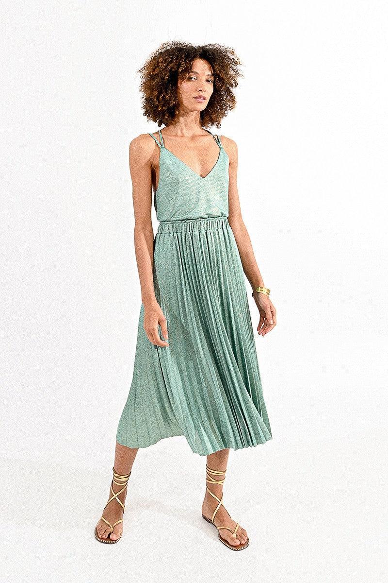 Iridescent Pleated Skirt Product Image