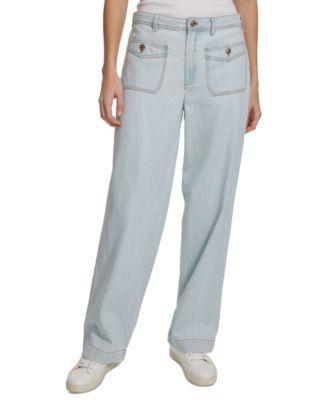 Nautica Jeans Womens Front Patch-Pocket Wide-Leg Jeans Product Image