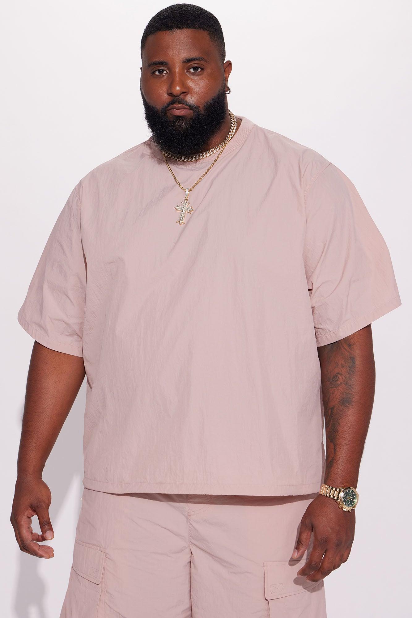 Batter Up Crinkle Nylon Pullover Tee - Mauve Product Image