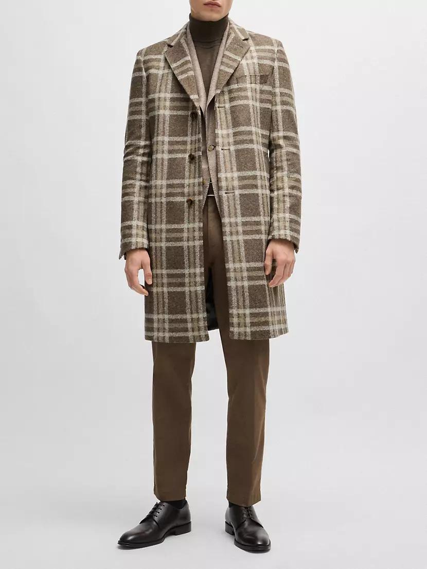 Slim-Fit Coat with All-Over Check Product Image