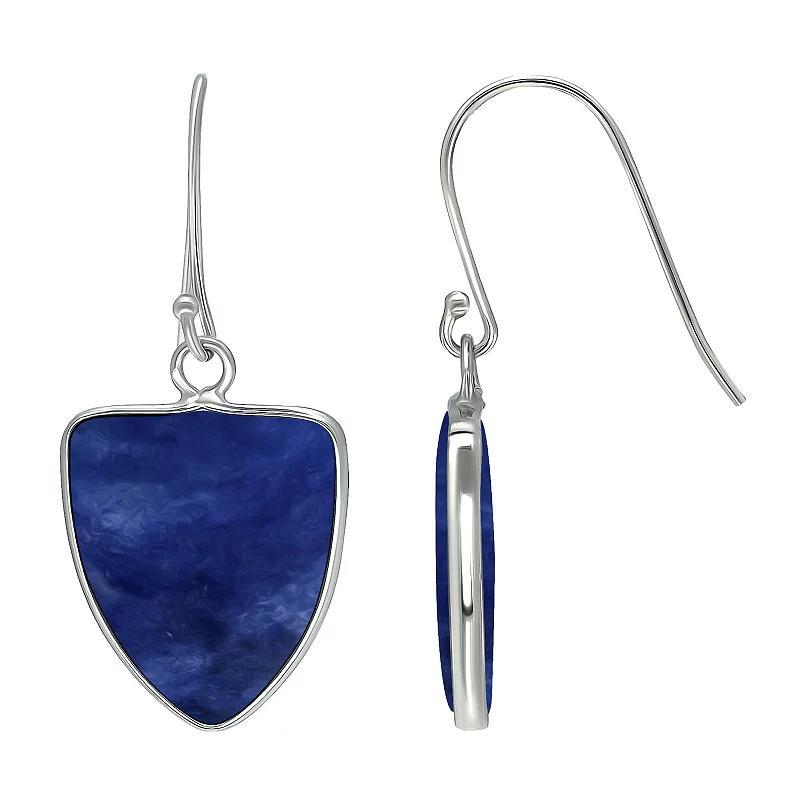 Aleure Precioso Sterling Silver Triangle Shaped Gemstone Drop Earrings, Womens, Dark Blue Product Image