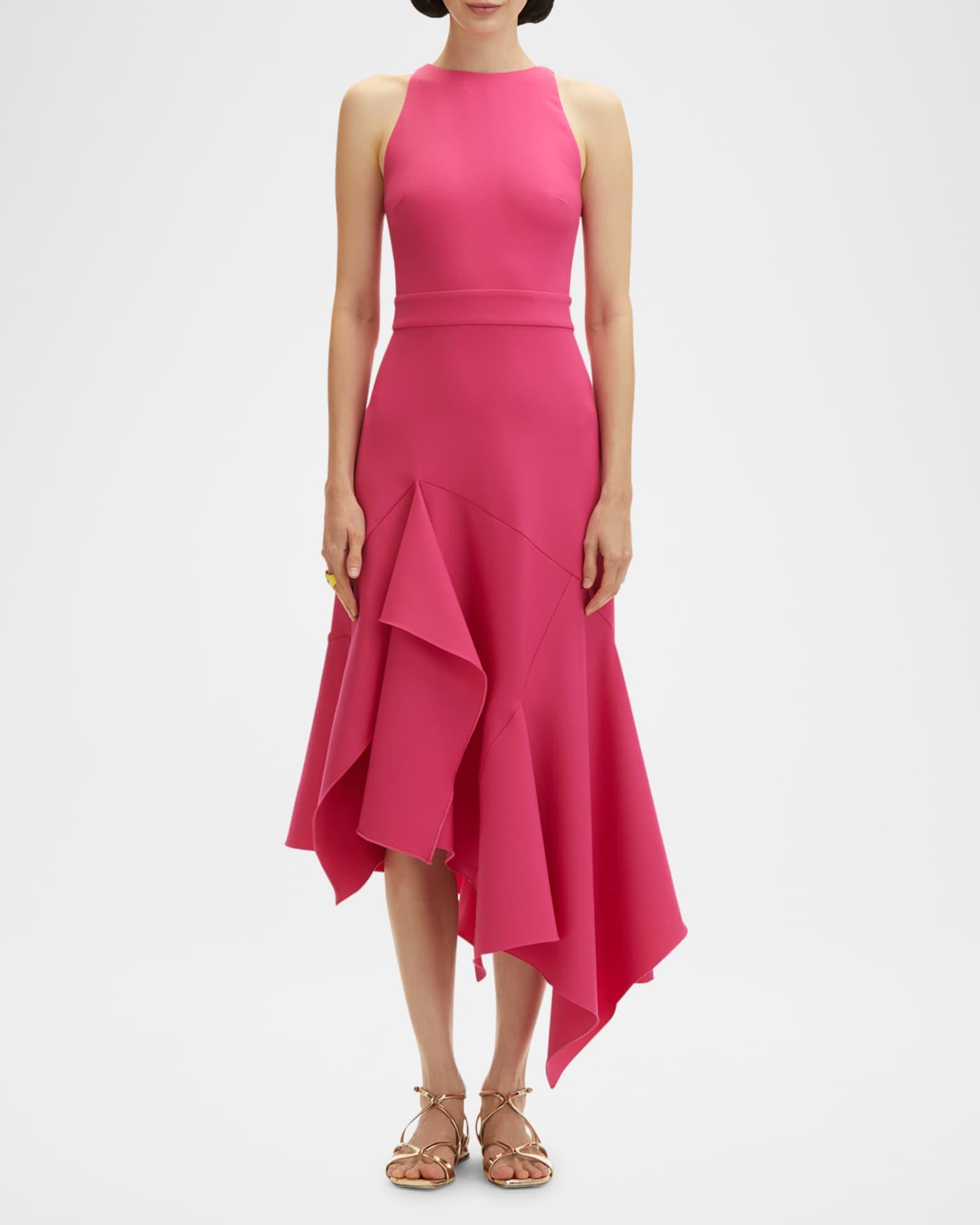 Sleeveless Asymmetric Drape-Hem Midi Dress Product Image