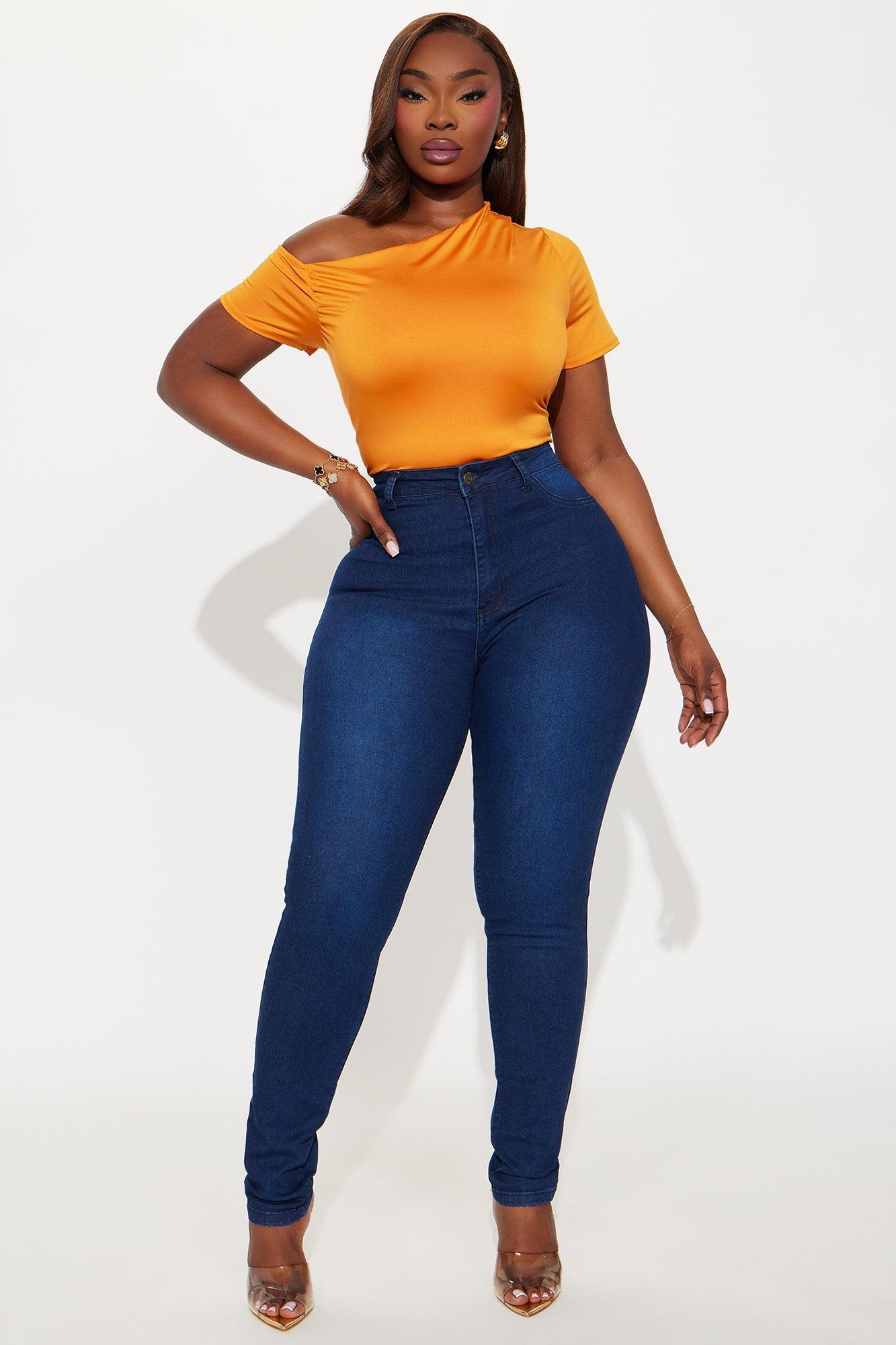 Eesha Ruched Off Shoulder Bodysuit - Orange Product Image
