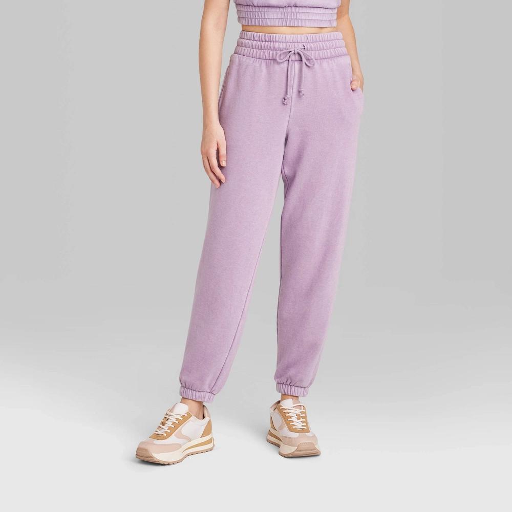 Womens High-Rise Tapered Joggers - Wild Fable Black XXS: Relaxed Fit, Knit Fleece, Elastic Waistband, 29 Inseam Product Image