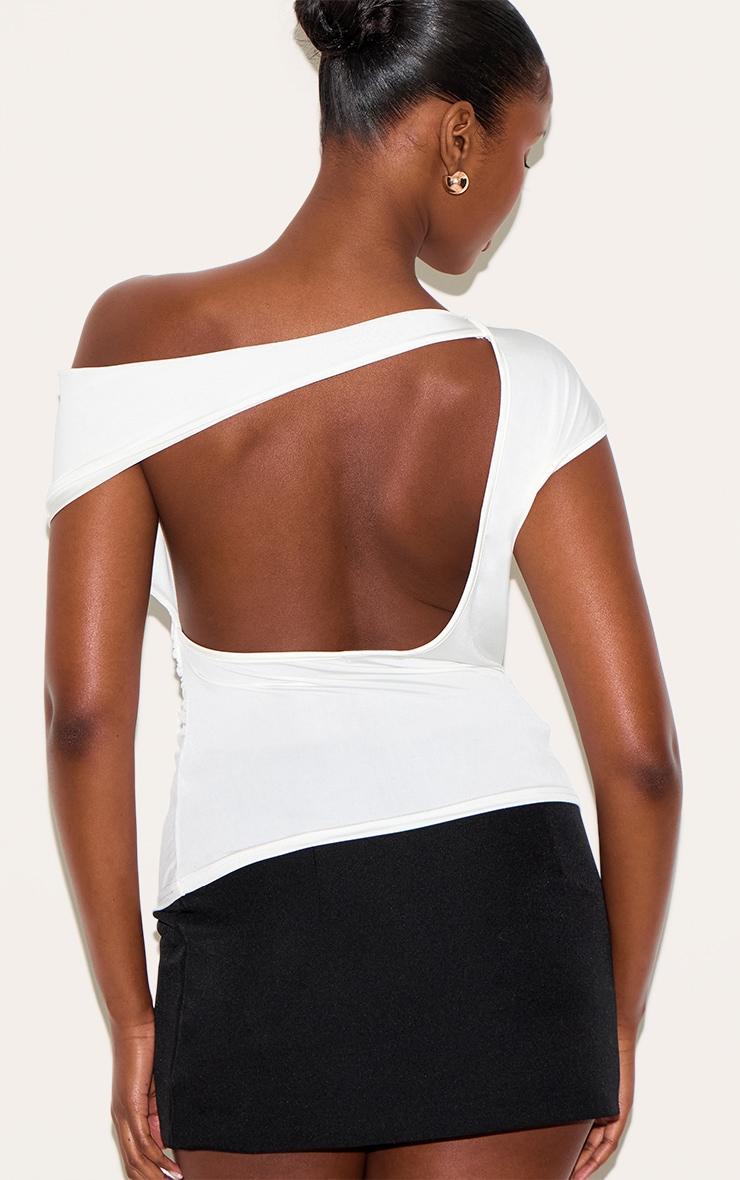 White Slinky Backless Asymmetric Long Top Product Image