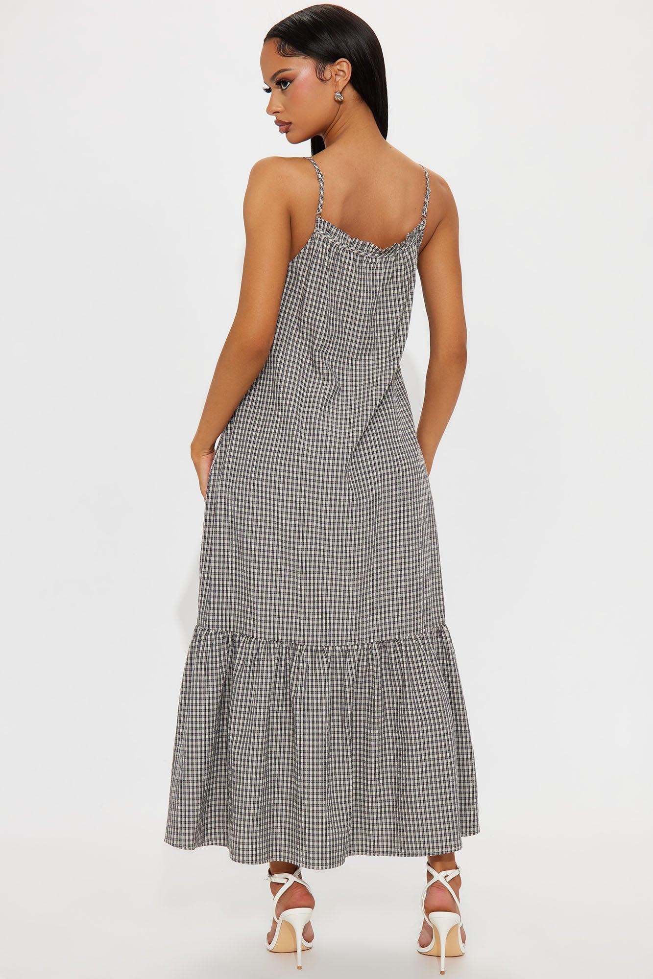 Sweet Home Gingham Maxi Dress - Grey/combo Product Image