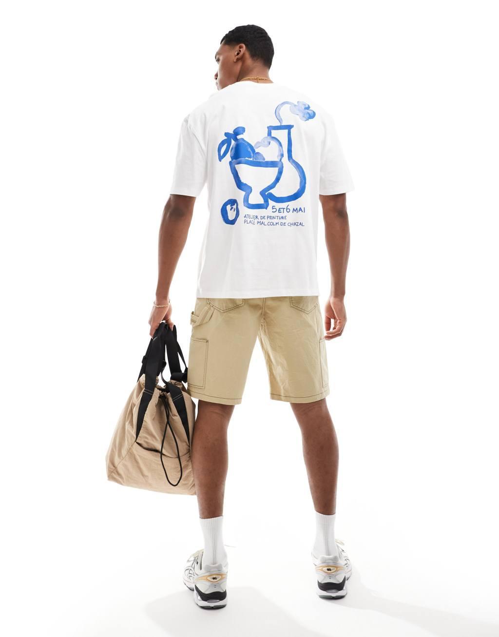 ASOS DESIGN oversized t-shirt in white with abstract back print Product Image