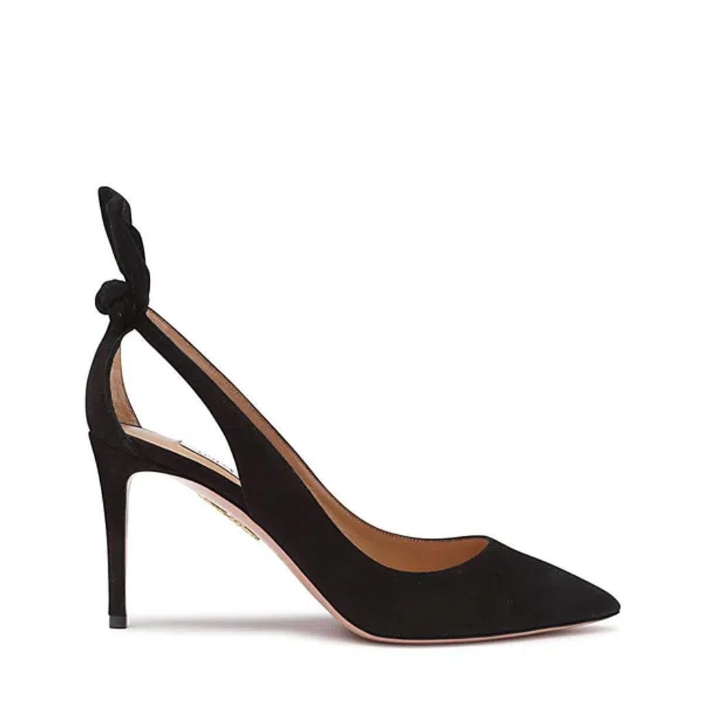 AQUAZZURA Bow Tie 85 Suede Pumps In Black Product Image