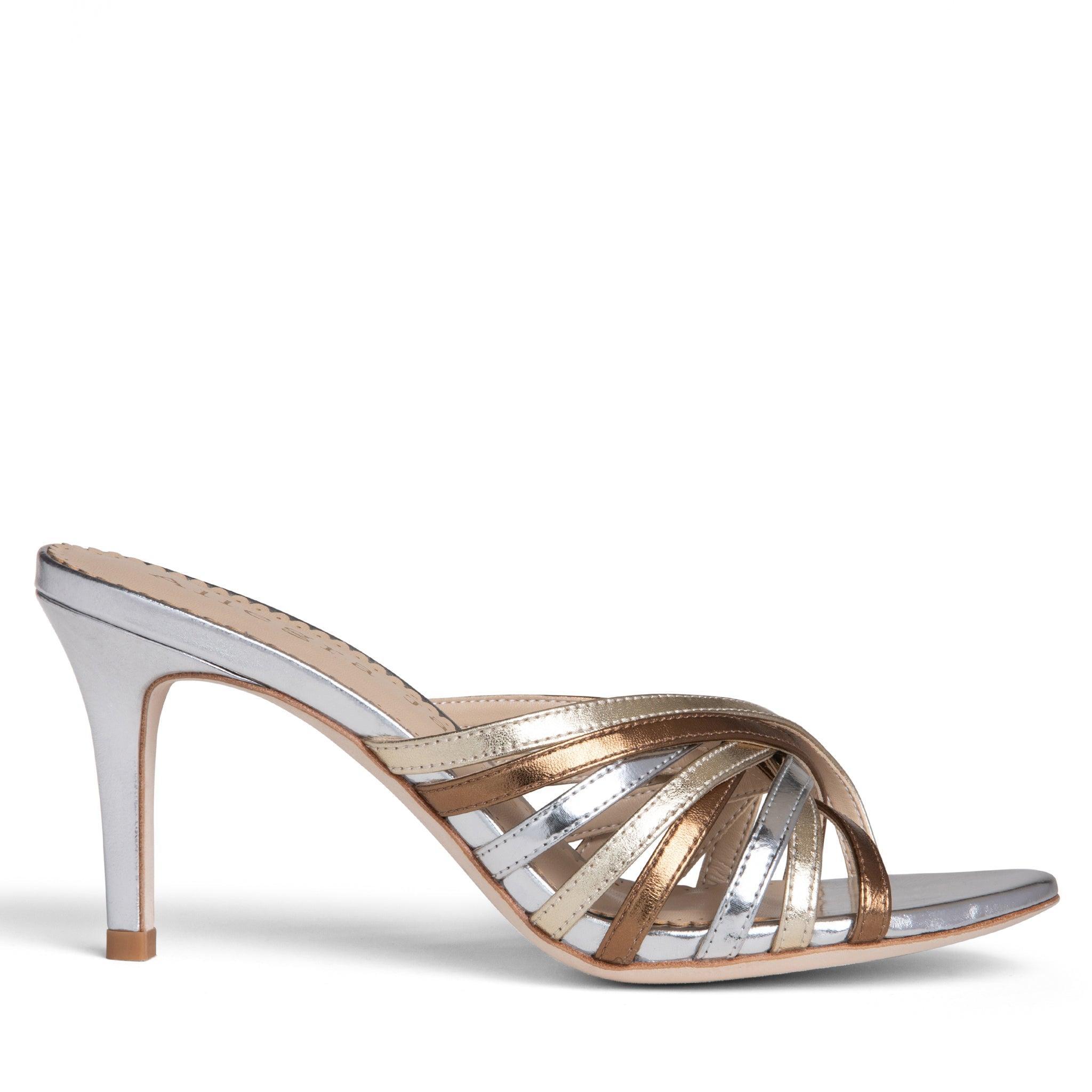 Lili Silver Leather Sandal Product Image