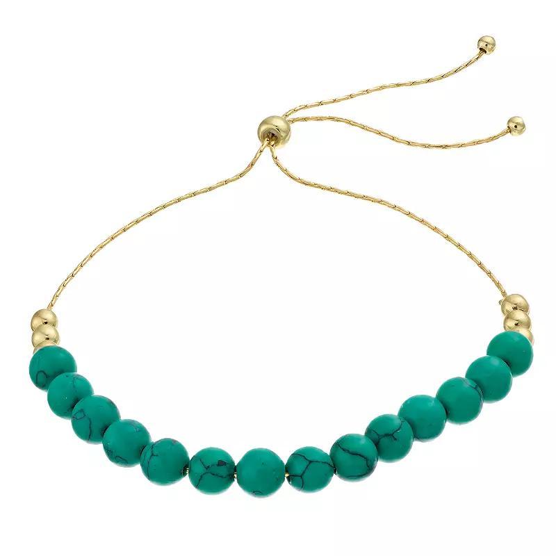 City Luxe Gemstone Bead Bolo Bracelet, Women's, Gold Tone Green Product Image