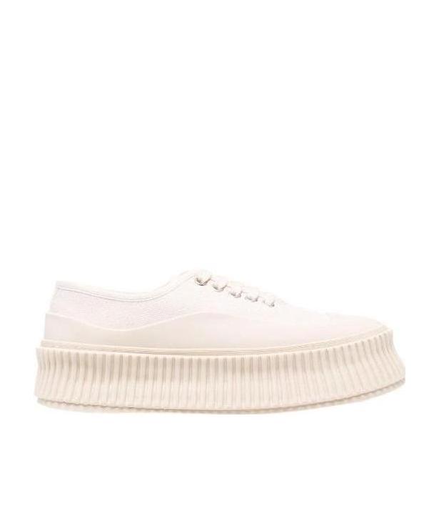 JIL SANDER Ribbed Chunky Sole Sneakers In White Product Image