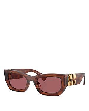 Miu Miu Womens MU 09WS53-X 53mm Striped Rectangle Sunglasses - Striped Tobacco/Dark Violet Product Image