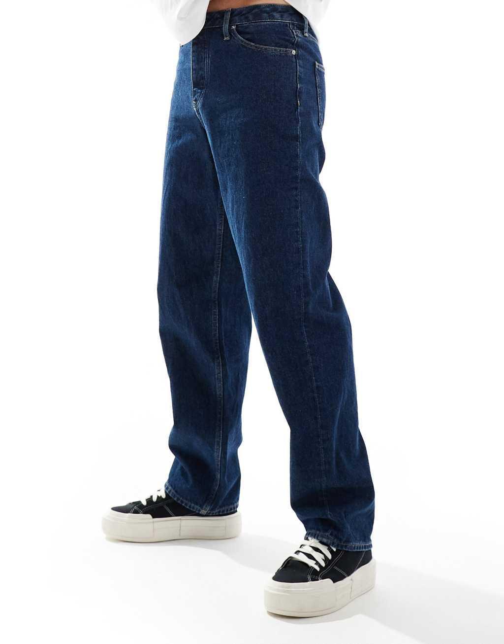 Calvin Klein Jeans authentic straight leg jeans in dark wash Product Image