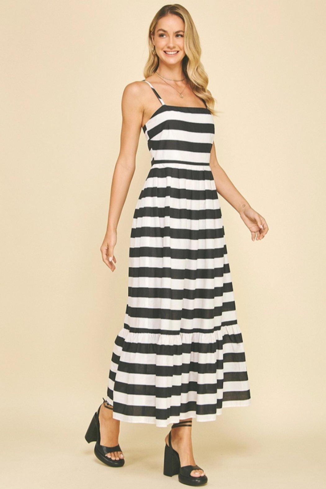 Aria Stripe Tiered Maxi Dress Product Image