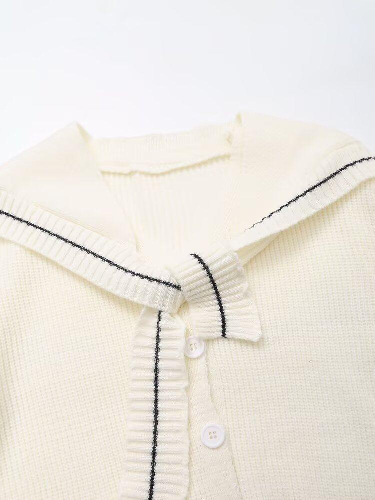 Sailor Collar Two Tone Cardigan Product Image