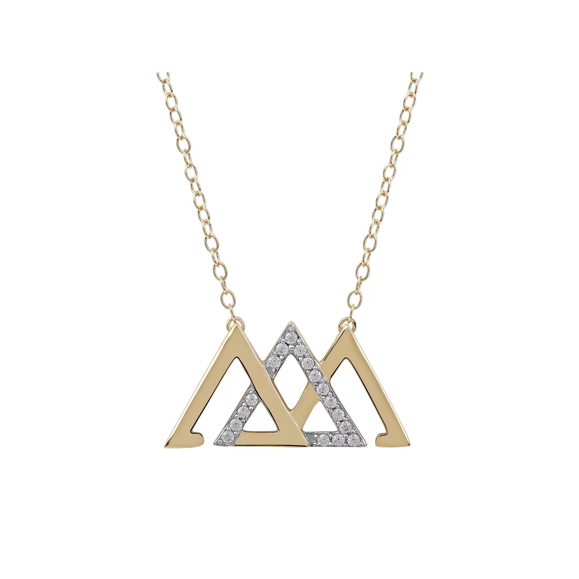 DeCouer 1/10 Carat T.W. Diamond Interlocked Triangle Necklace, Women's, Size: 18", Gold Tone Product Image
