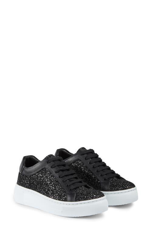 LK BENNETT Womens Lift Glitter-embellished Platform Woven Low-top Trainers Bla-blac In Bla-black Product Image