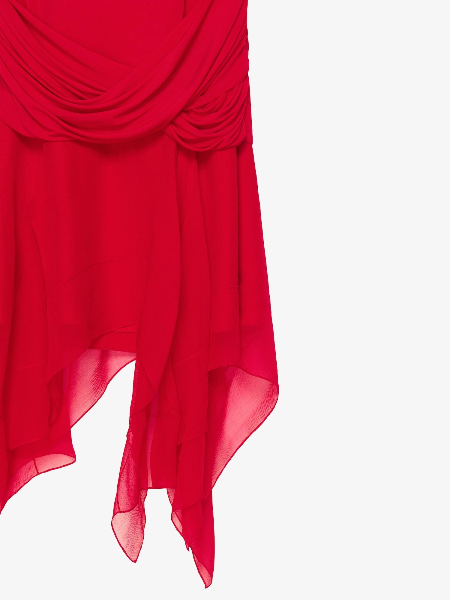 Draped dress in satin, jersey and mousseline Product Image