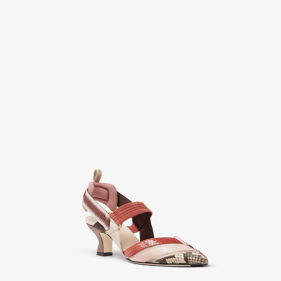 ColibrìMulticolor medium-heeled mesh and ayers leather slingbacks Product Image