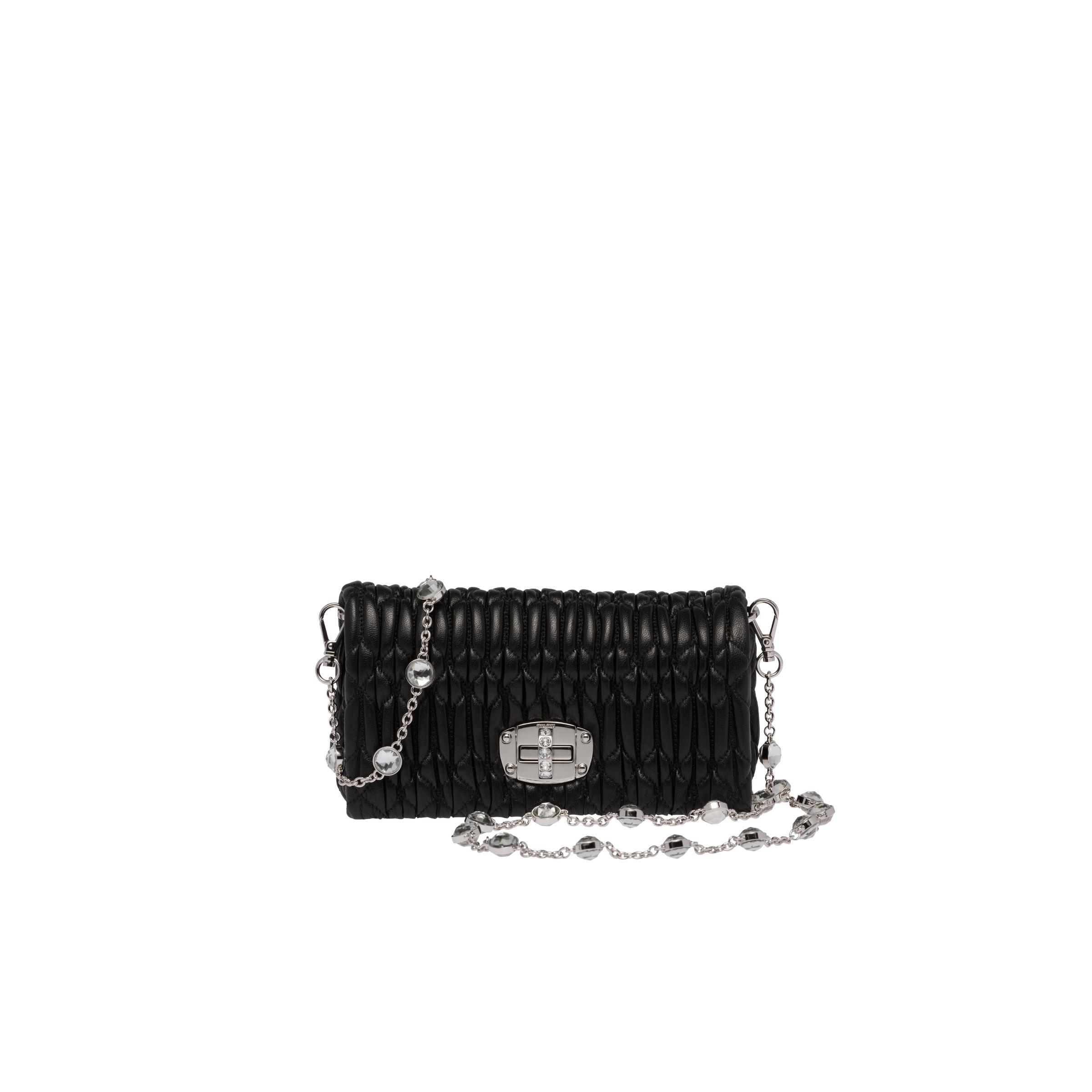 MIU MIU Miu Crystal Nappa Leather Mini Bag In Schwarz Product Image