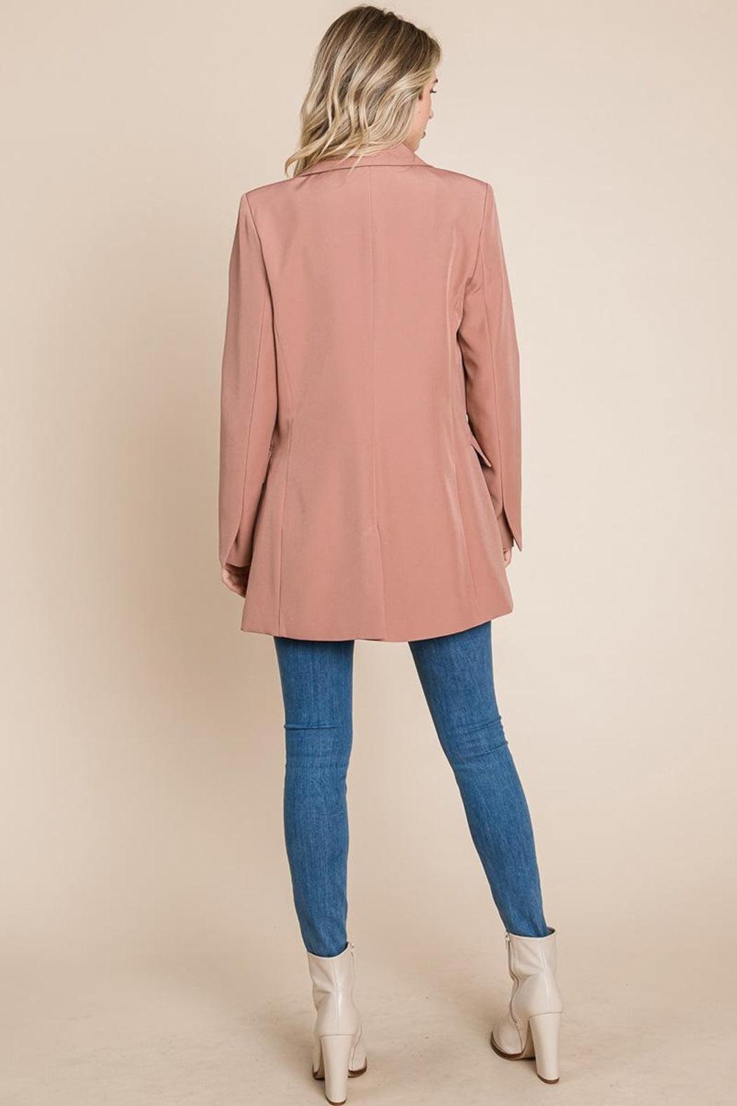 Collar Long Double Breasted Blazer Jacket Female Product Image
