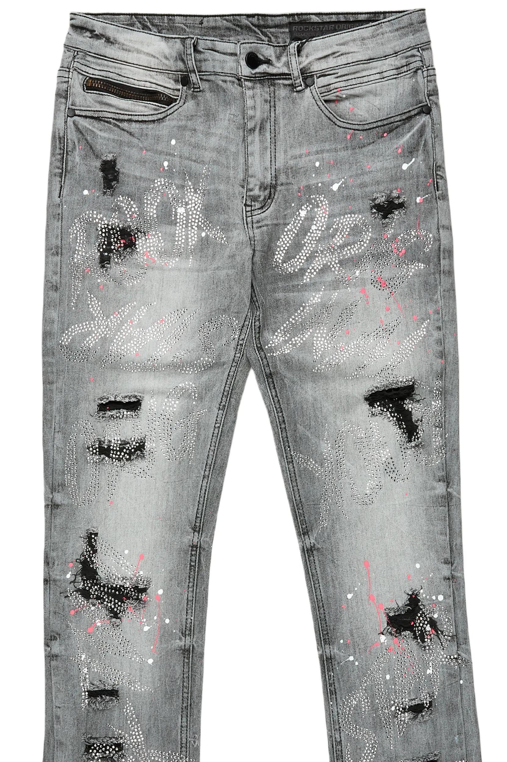 Eren Grey/Pink Stacked Flare Jean Male Product Image