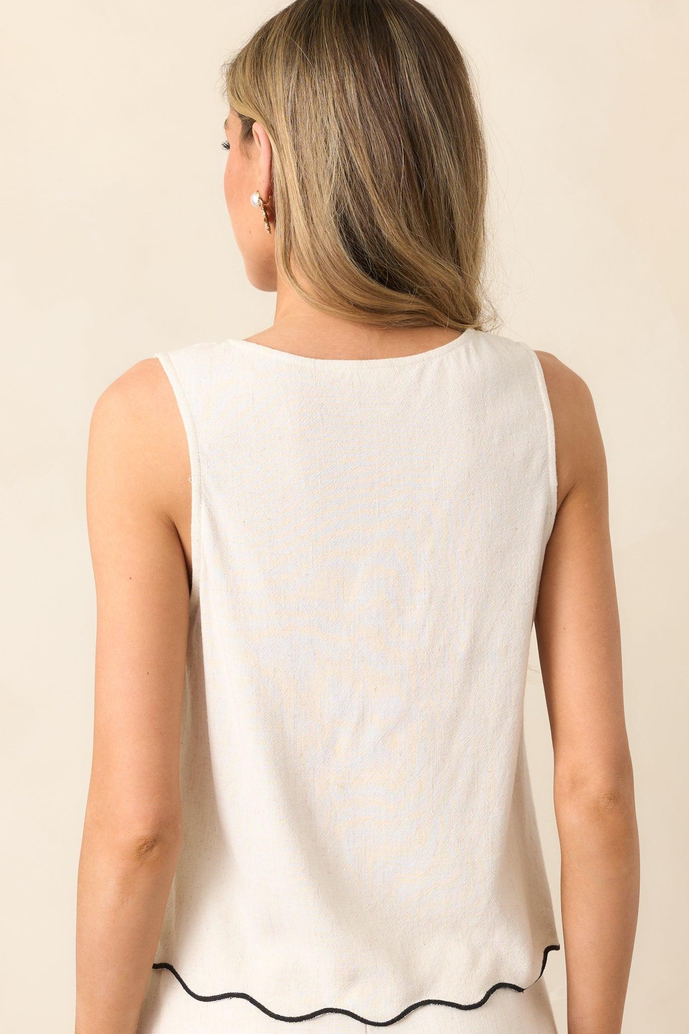 Sunny Day Out Natural Linen Tie Front Top Product Image