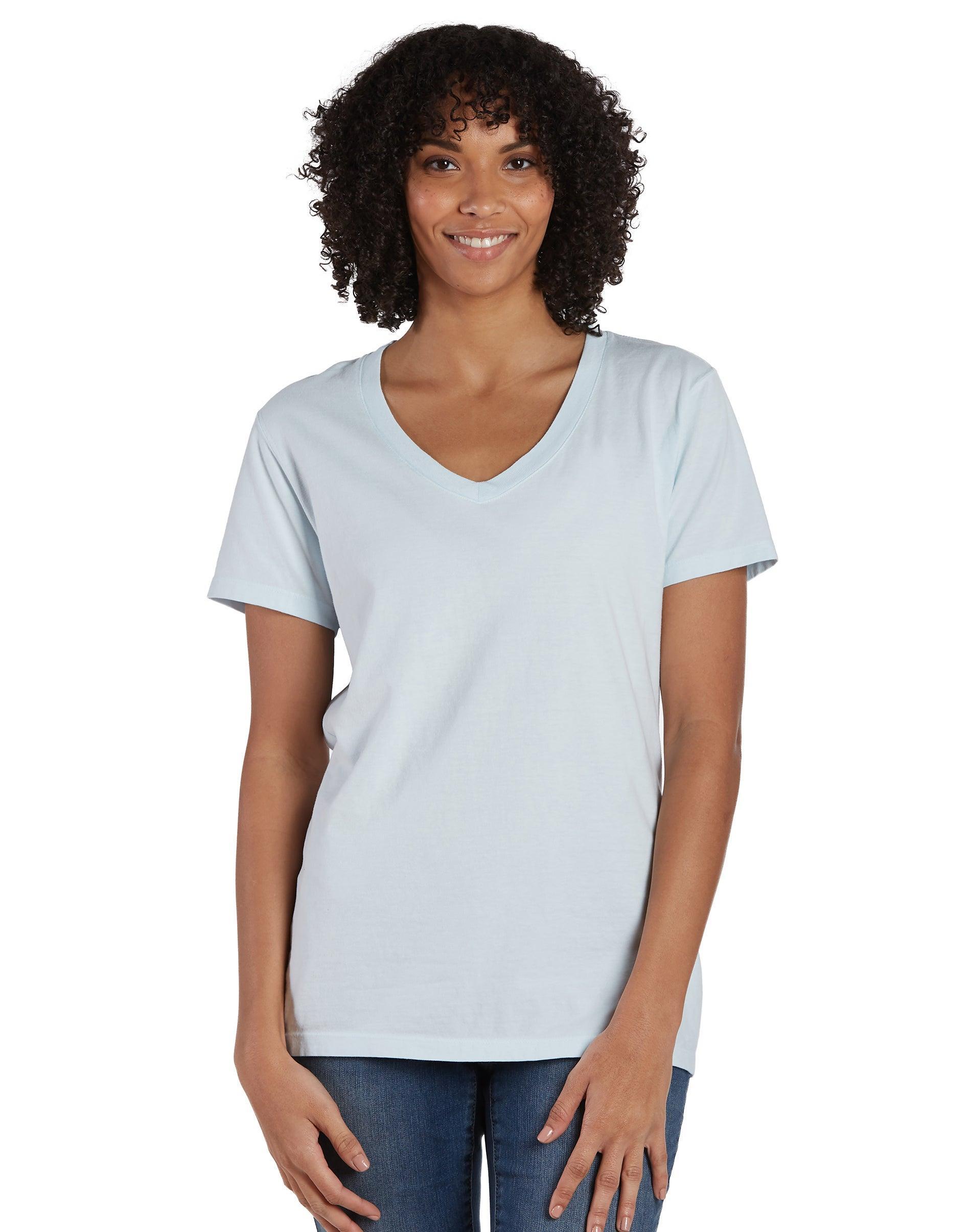 Hanes Womens Garment Dyed V-Neck T-Shirt Mauve XS Product Image