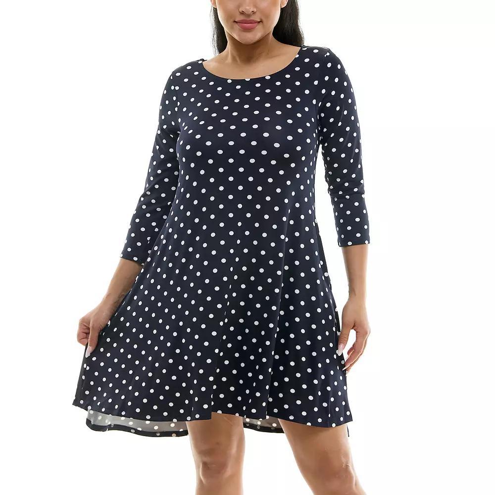 Women's Nina Leonard 3/4 Sleeve High-Low Trapeze Dress, Size: XL, Terracotta Product Image