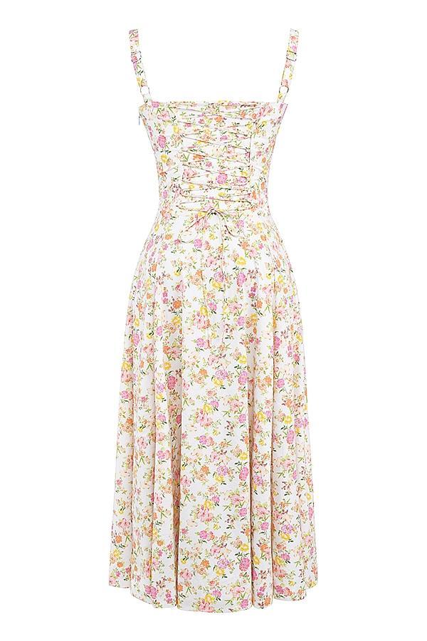 Carmen  ivory meadow print cotton bustier sundress Product Image