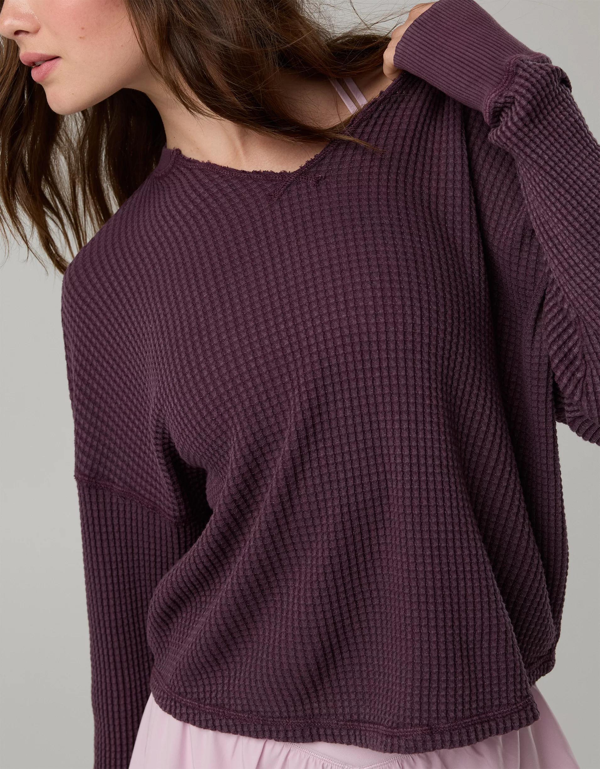 OFFLINE By Aerie Wow! Waffle Notch Neck Long Sleeve T-Shirt Product Image