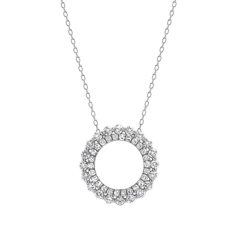 Diamond Brilliance Sterling Silver 1 Carat T.W. Lab-Created Diamond Round Pendant Necklace, Womens Silver Tone Product Image