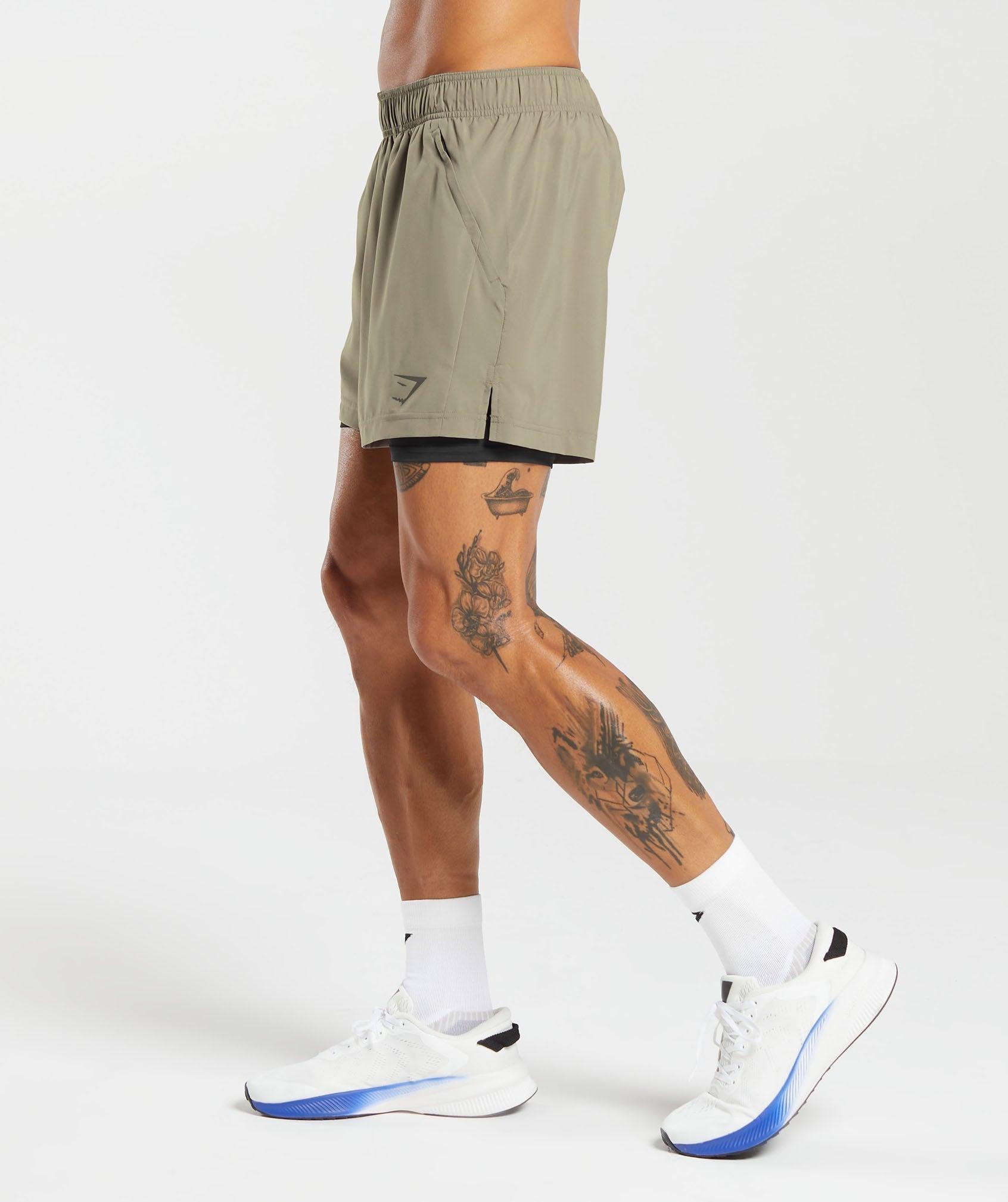 Gymshark Sport 5" 2 in 1 Shorts - Linen Brown/Black Male Product Image