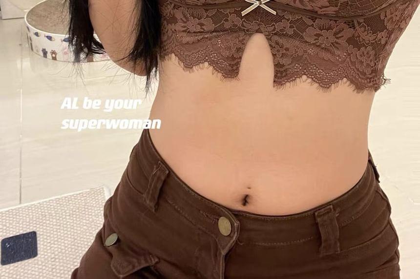 Bow Cutout Lace Bra / Panty / Set Product Image