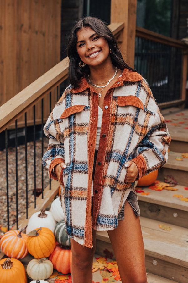 Brown Sugar Smiles Plaid Jacket Product Image