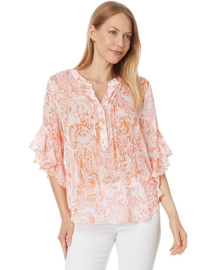 Women's Vince Camuto Pintuck Flutter Sleeve Henley Blouse Product Image