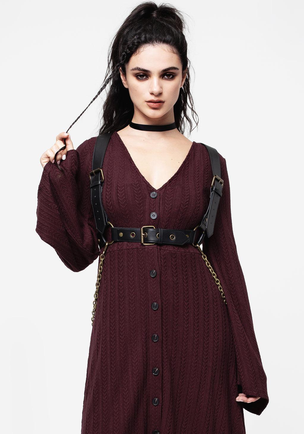 Maggie Tie Front Apron Midi Dress Product Image