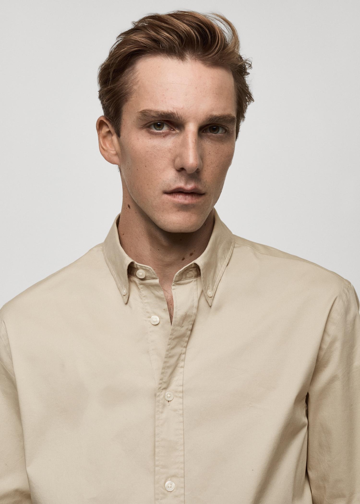 Regular fit cotton shirt - Men | MANGO USA Product Image