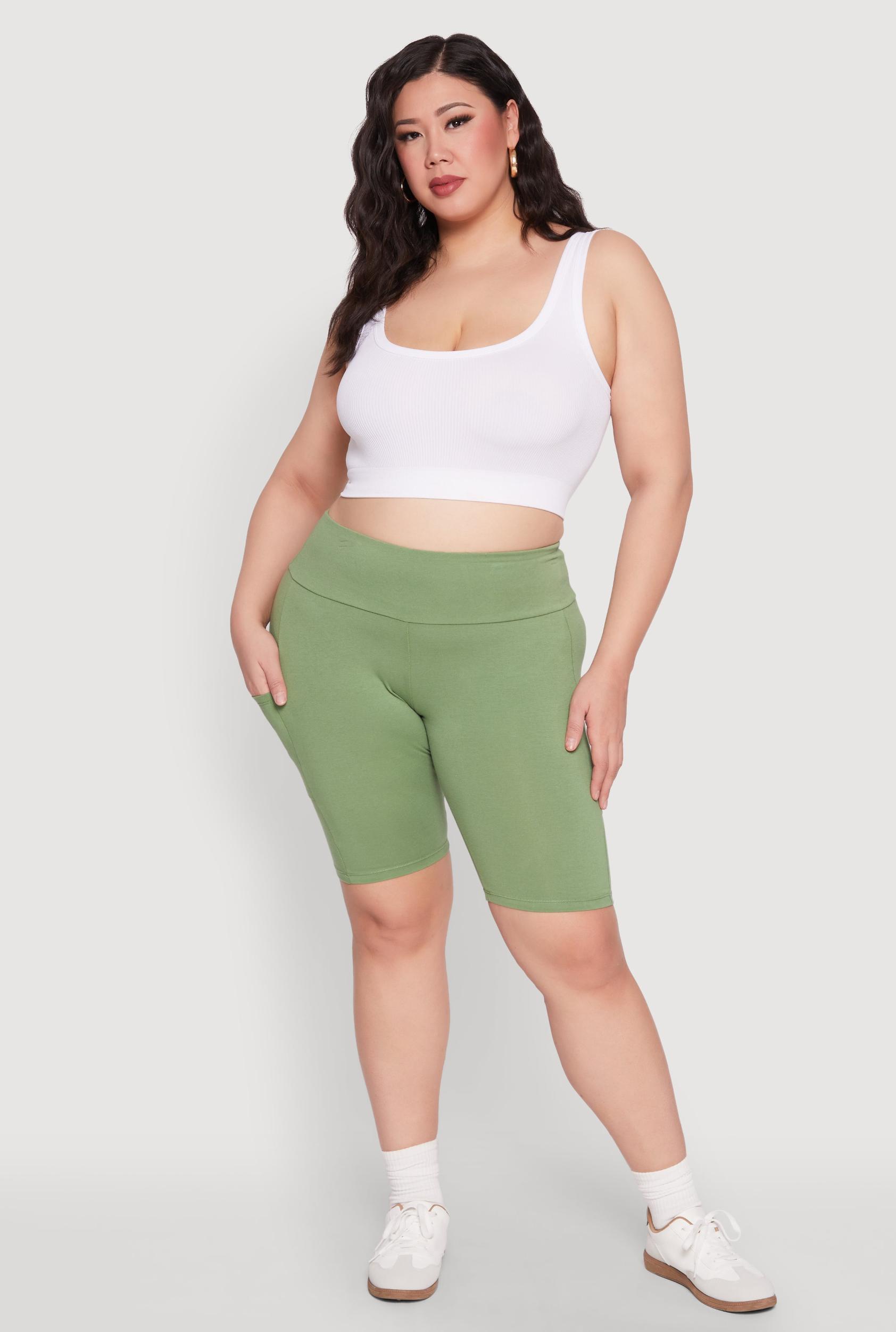 Womens Plus Size High Waist Cell Phone Pocket Biker Shorts Product Image