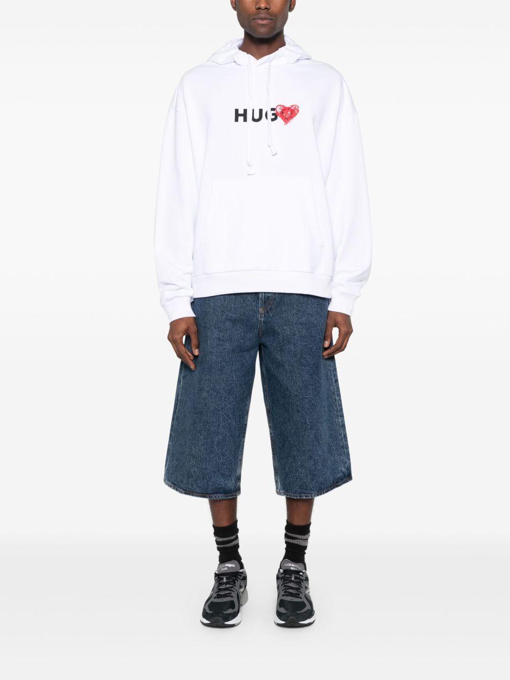 heart-print cotton hoodie Product Image