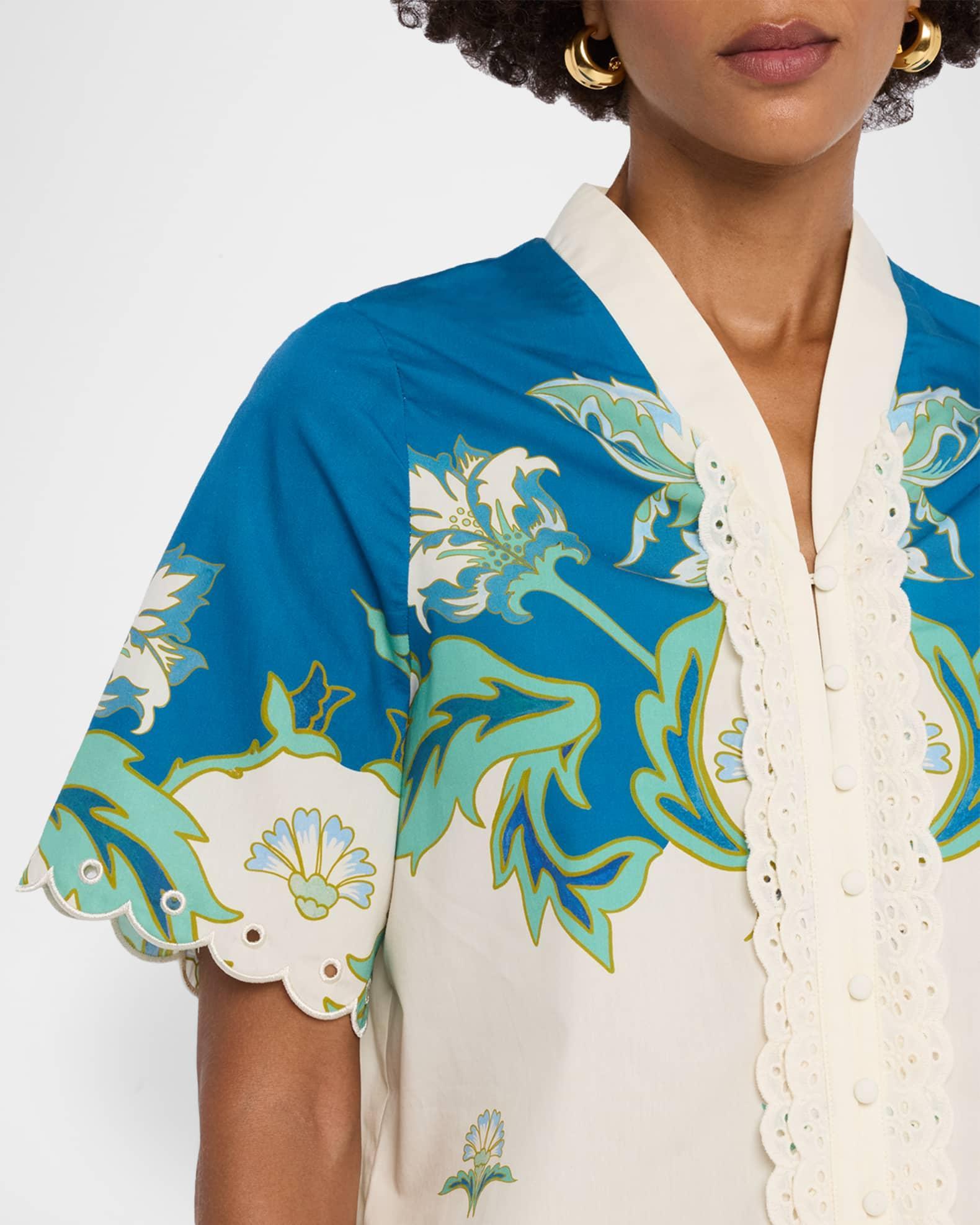 Cortez Scalloped Floral-Print Cotton Shirt Product Image