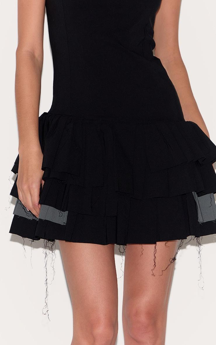 Black Stretch Woven Extreme Pleated Shift Dress Product Image